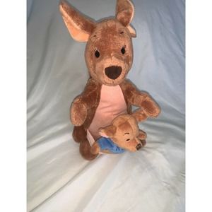 RARE Disney Store Kanga Pouch & Roo Plush 14" Stuffed Animal